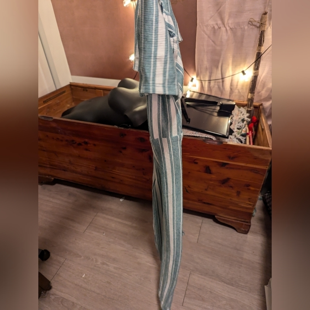 Eyeshadow Girls teal and white long pants jumpsuit‎ size 10 - Picture 4 of 12